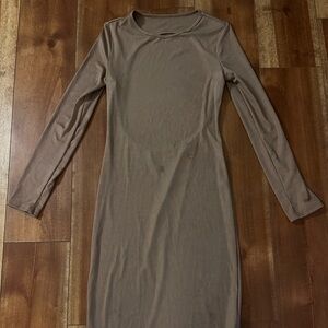 Long Sleeve Taupe Dress